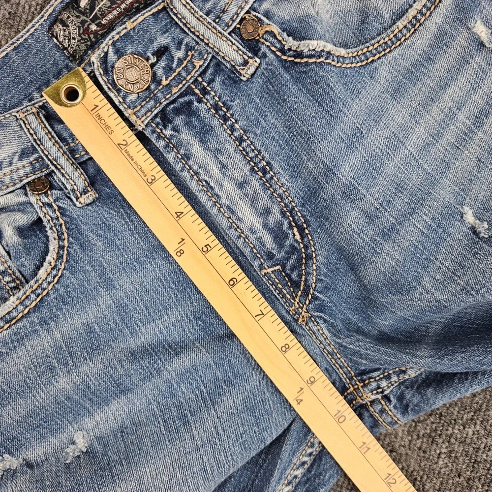 Silver Zac Relaxed Fit Straight Jeans Men's 31x32 EMC Denim Flap Pocket Med Wash